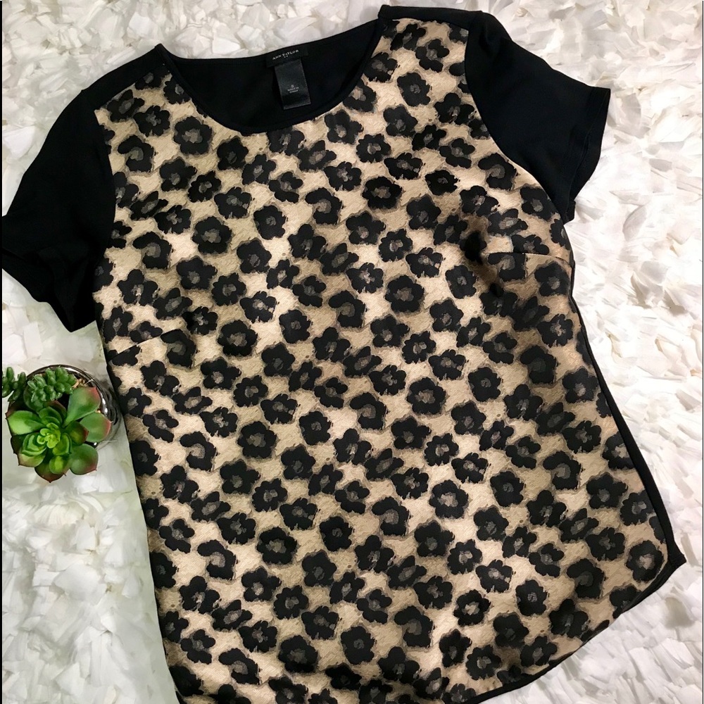ANN TAYLOR  gold and black cheetah print top
